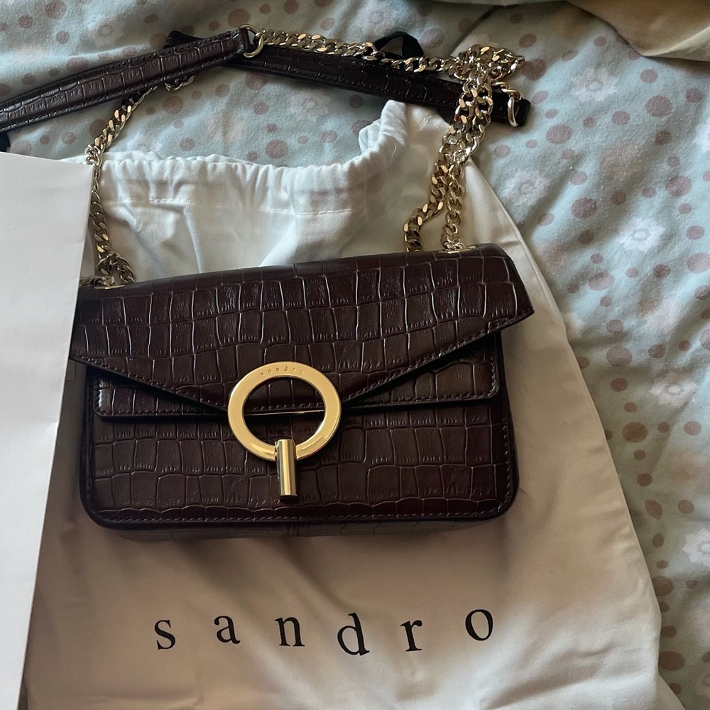 NEW Sandro yza small purse in brown croc